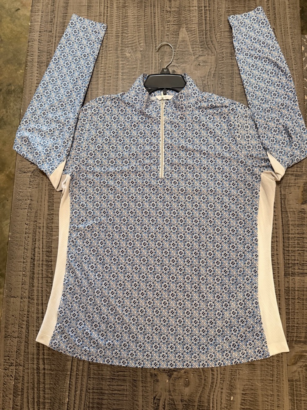 Lady Hagen Blue Patterned Long-Sleeve Performance Jacket with 1/4 Zip